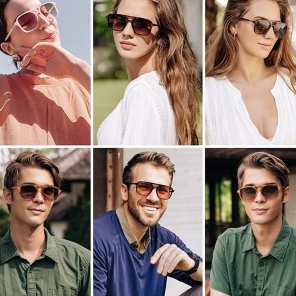 Retro Aviator Sunglasses for Women Men,Trendy Rectangle Womens Mens *New* - Picture 4 of 4
